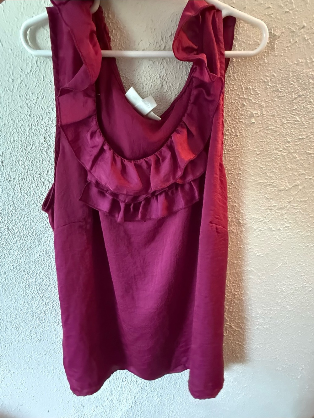 dressbarn Raspberry Ruffle Scoop Neck Camisole